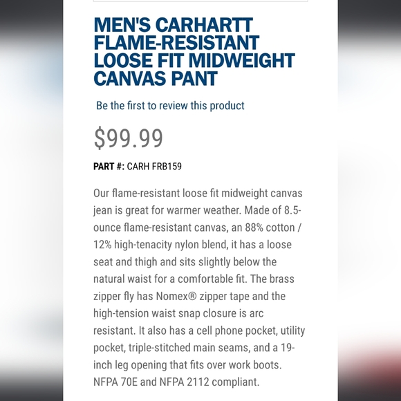 Carhartt FR Dark Brown NWT Loose Fit Midweight Canvas Pants Size 40 X 26 - Picture 13 of 13